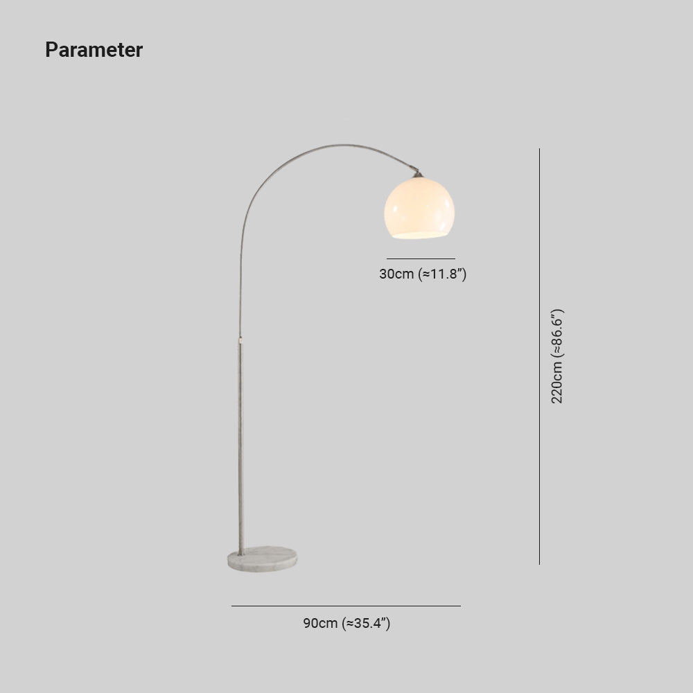 Mira Lampadaire Dôme Moderne Métal/Marbre/Acrylique Blanc/Orange Salon - Neutralighting