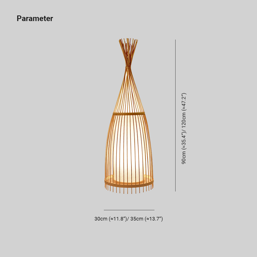 Muto Lampadaire Design Naturel Bois Rotin, Salon/Chambre - Neutralighting
