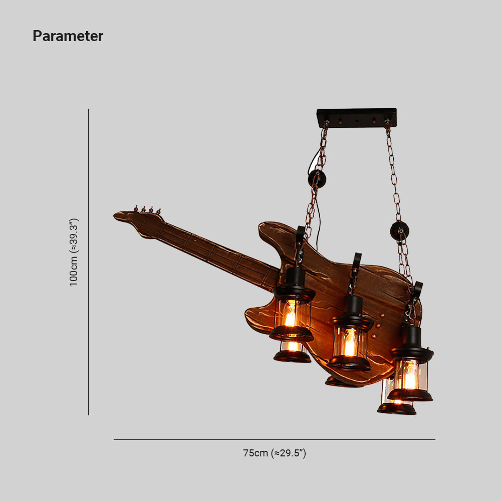 Epoch Suspension Guitare Vintage, Metal/Bois, Marron, Chambre - Neutralighting