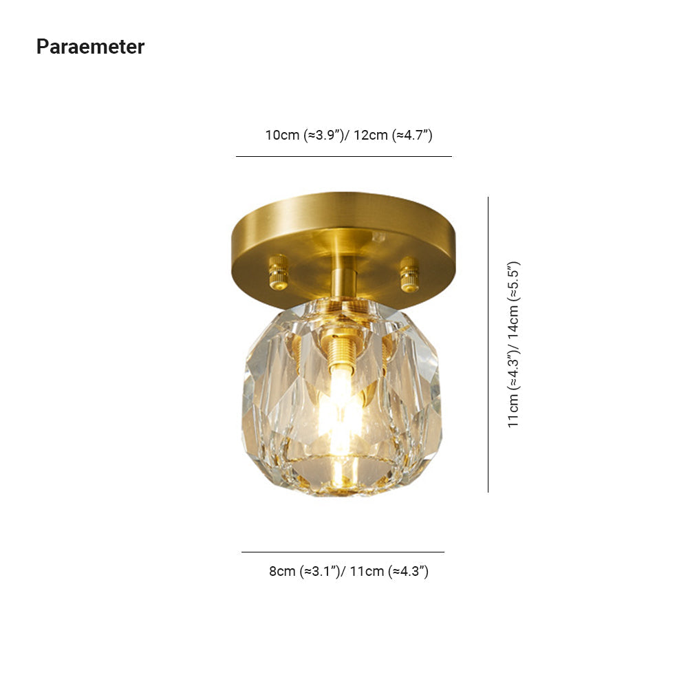 Kristy Plafonnier Diamant Cristal, Métal/Cristal, Doré, Salon - Neutralighting