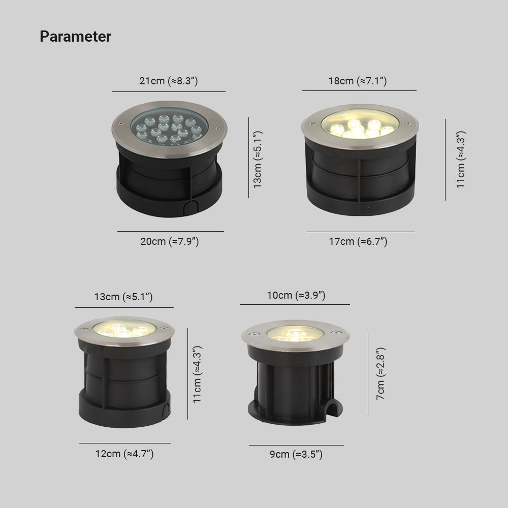 Ray Spot de Bassin Cylindre Moderne, Métal/Verre, Noir, Cour - Neutralighting