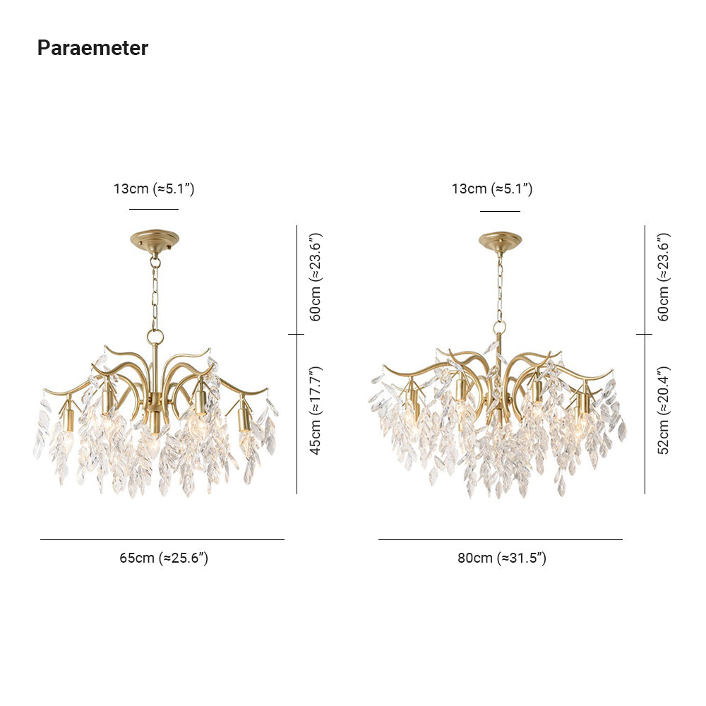 Kristy Suspension Multi Luxueux, Cristal/Cuivre, Noir/Or, Salon - Neutralighting