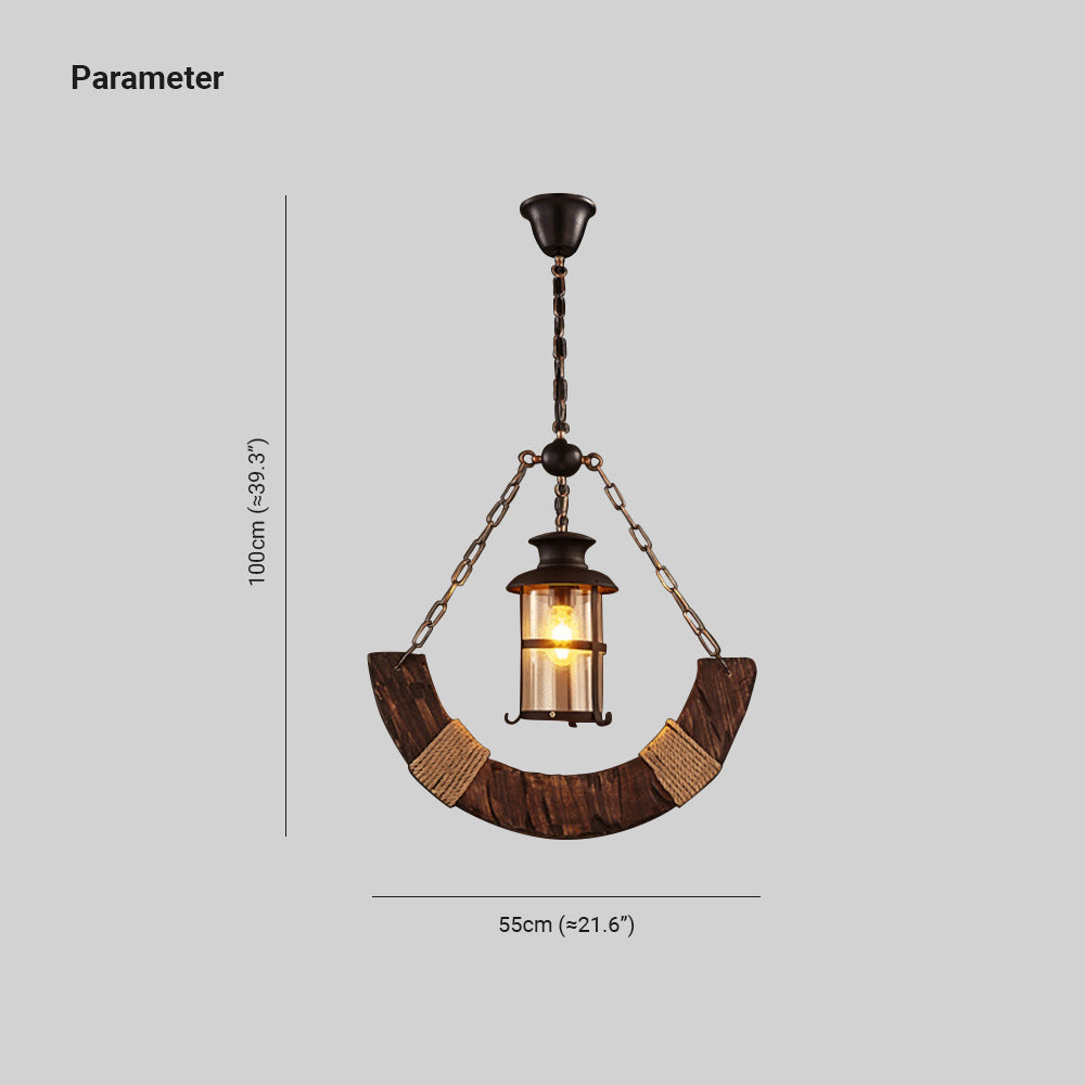 Epoch Suspension Lanterne Retro, Metal/Bois, Noir/Marron, Chambre