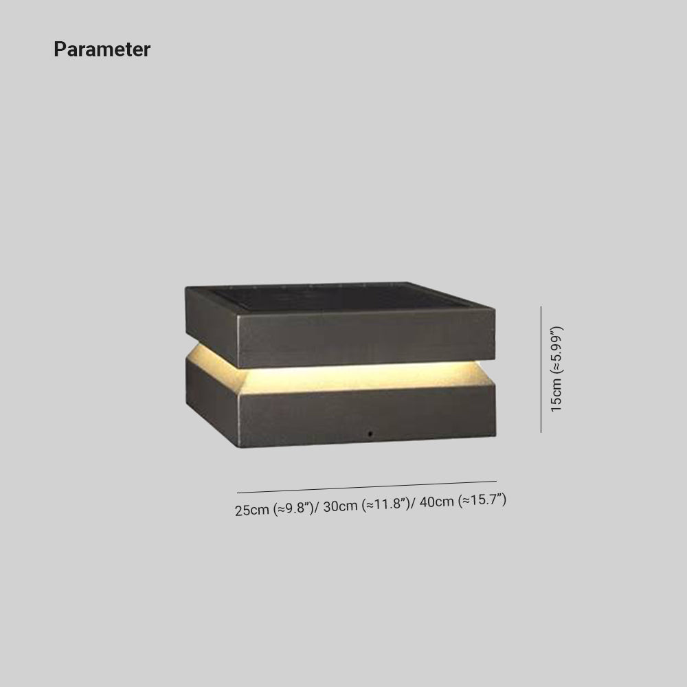 Ray Lampe de Poteau Rectangulaire Moderne, Métal, Noir, Cour - Neutralighting