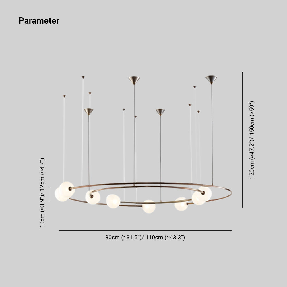 Valentina Suspension Anneau Moderne, Métal/Verre, Noir/Doré, Salon - Neutralighting