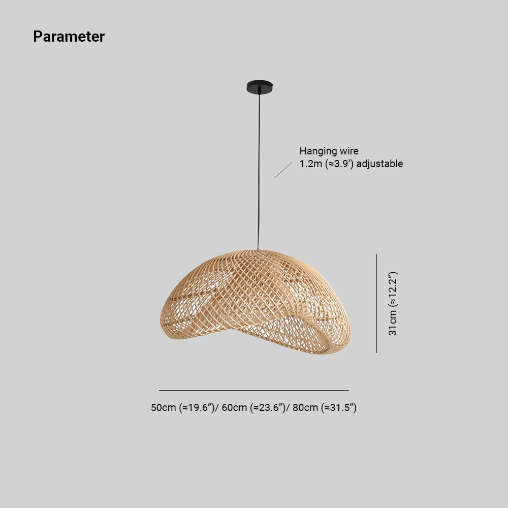 Ritta Suspension Dôme Rustique, Métal/Rotin, Marron, Salon/Café - Neutralighting