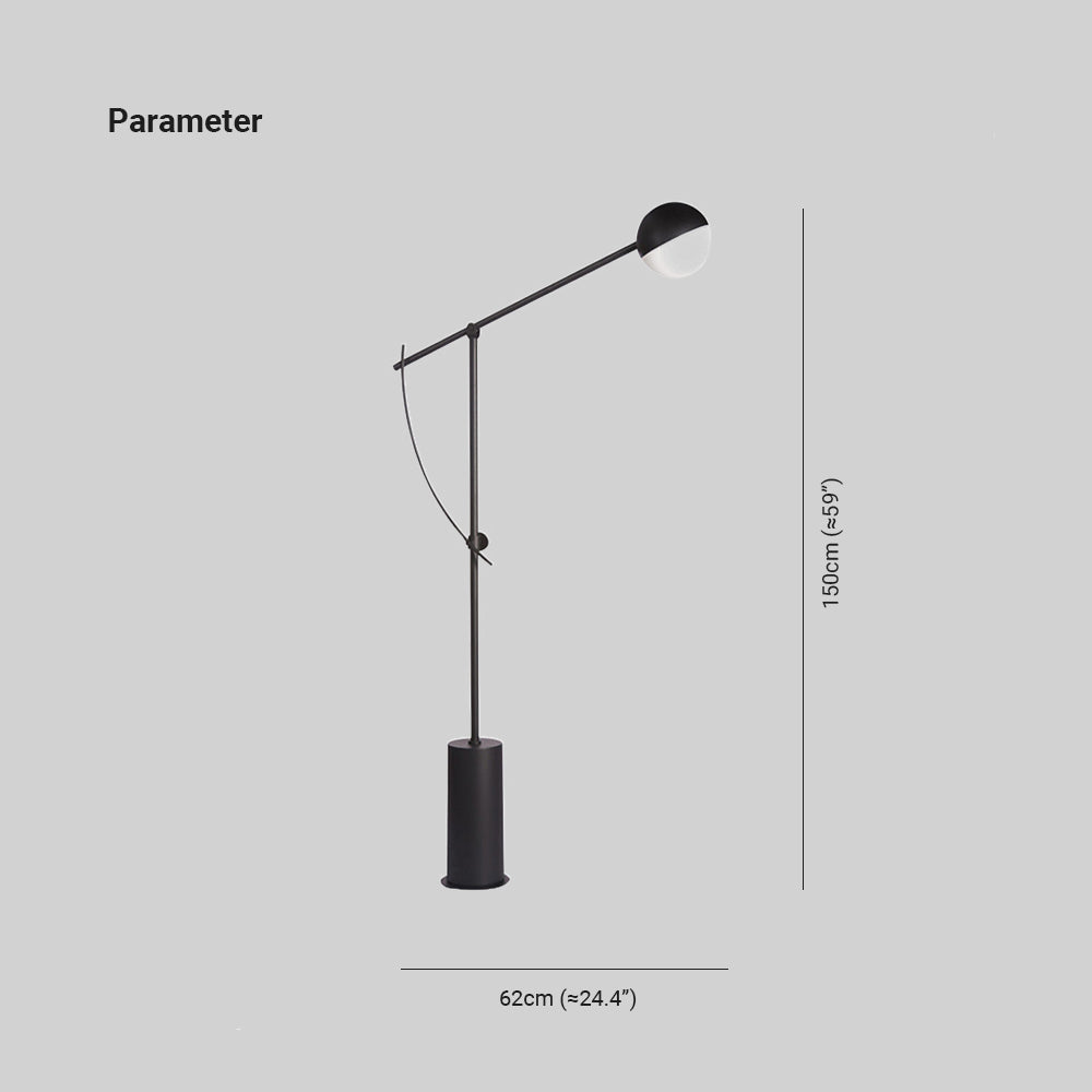 Mira Linéaire Design Lampadaire Globe Moderne Métal Noir Salon