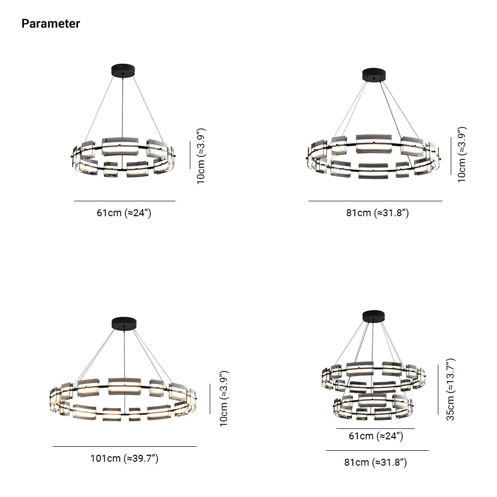 Arisha Suspension Anneau Simple, Cuivre/Verre, Noir/Or, Salon/Chambre - Neutralighting
