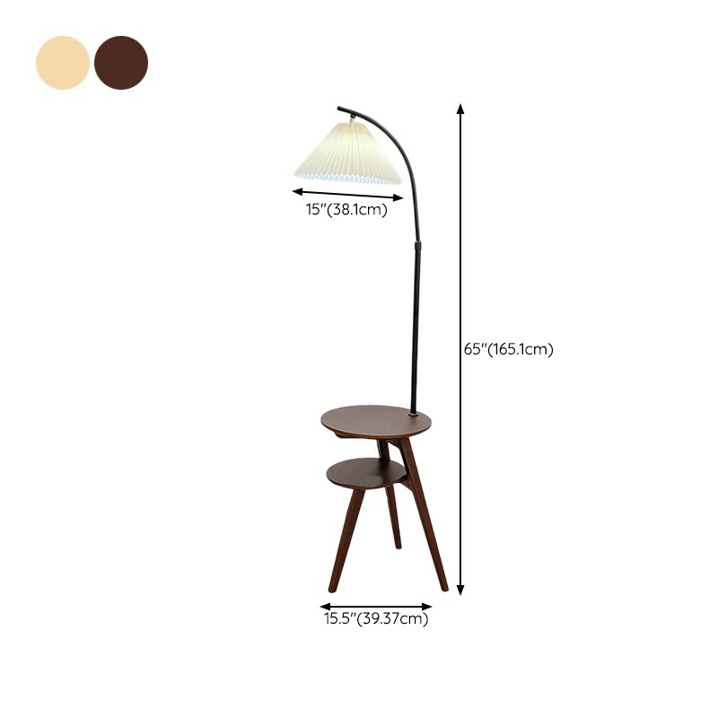 Muto Lampadaire Plissé Vintage, Métal/Tissu, Bois/Noyer, Salon - Neutralighting