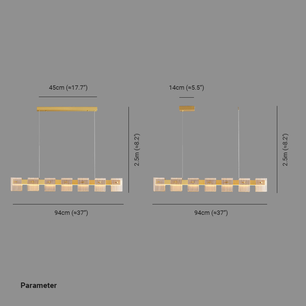 Arisha Suspension Carrée Urbaine, Cuivre/Verre, Doré, Salle de Bain/Chambre à Coucher - Neutralighting