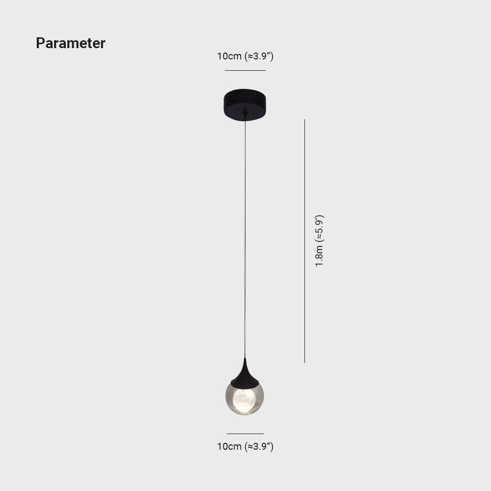 Aria Suspension Globe Inhabituel, Métal/Cristal, Noir/Blanc, Chevet/Salon - Neutralighting