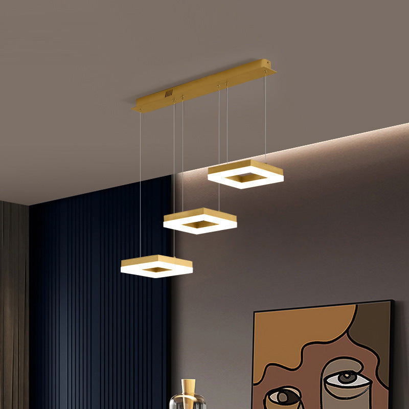 Arisha Suspension Rectangulaire Moderne, Metal/Acrylique, Or, Bureau - Neutralighting