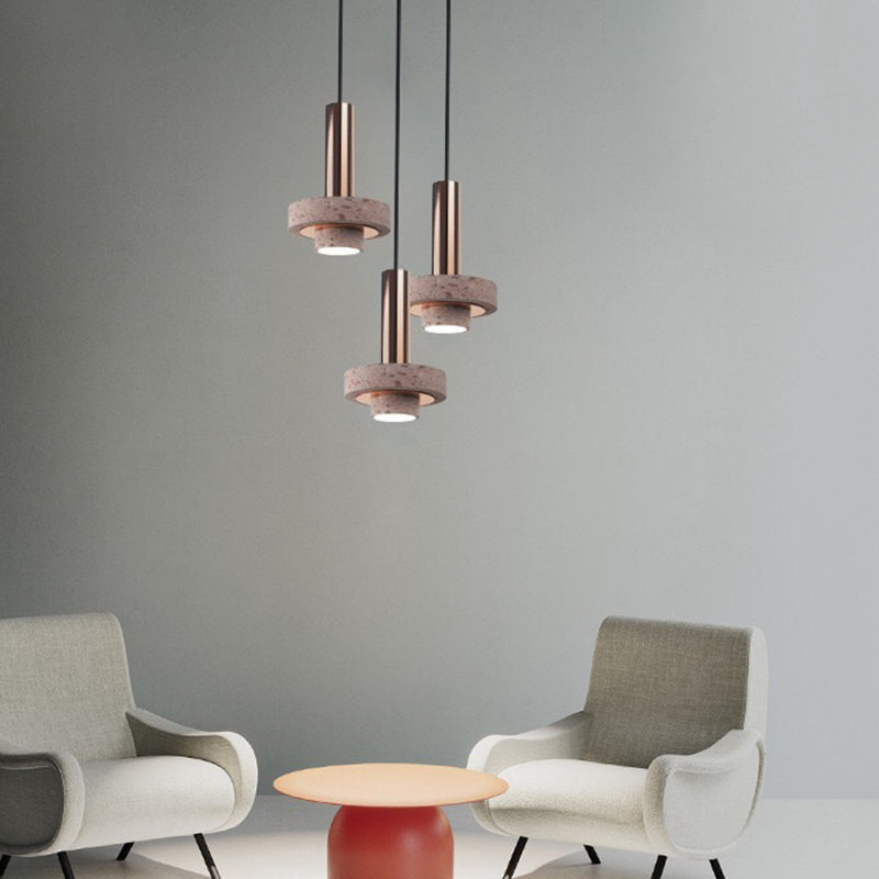 Aelith Suspension Cylindre Moderne Métal/Pierre Salle à Manger - Neutralighting