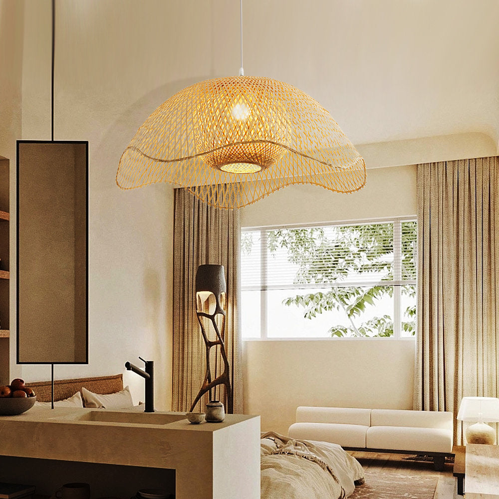 Ritta Tissu Osier Suspension Bambou Chambre à Manger Salle à Manger - Neutralighting