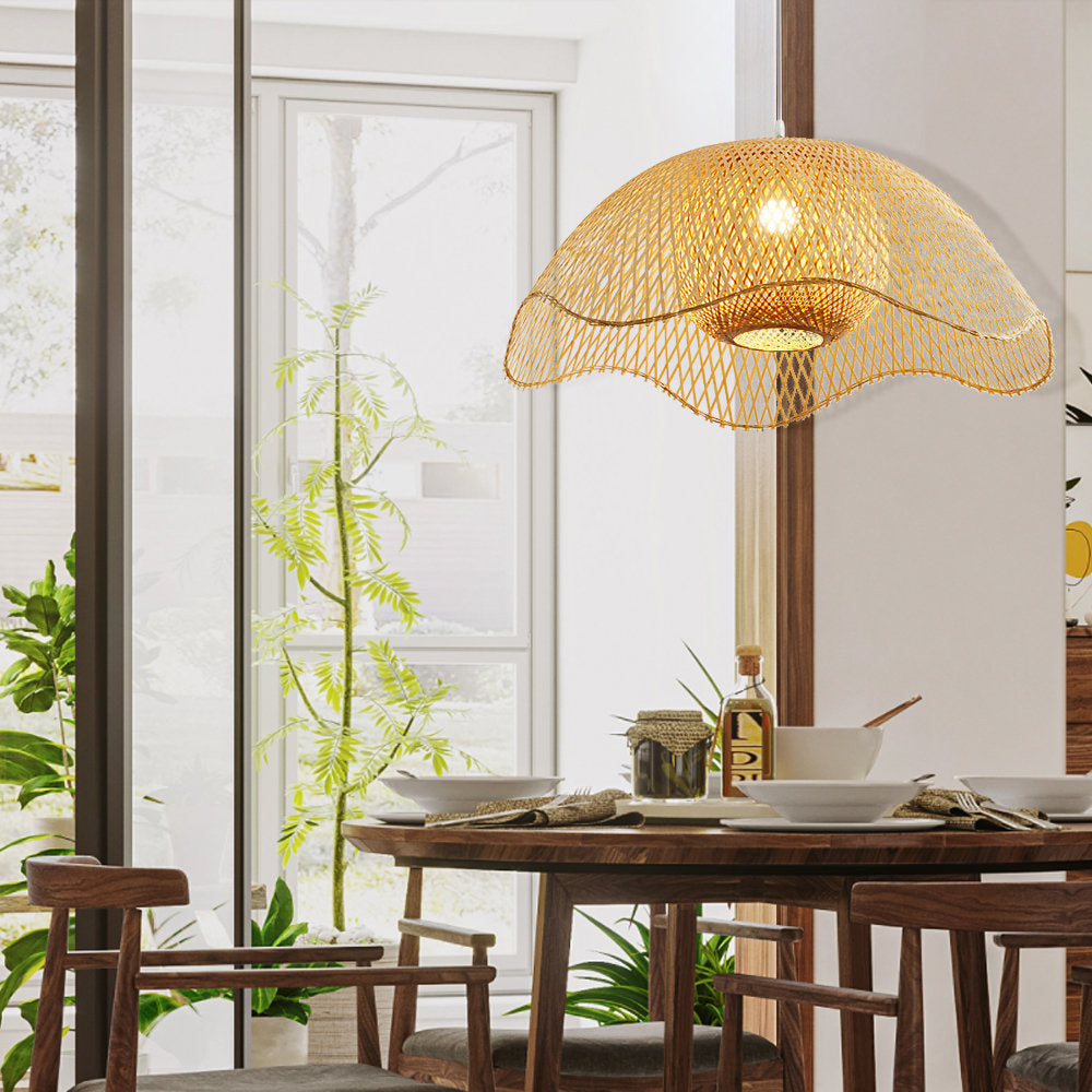 Ritta Tissu Osier Suspension Bambou Chambre à Manger Salle à Manger - Neutralighting