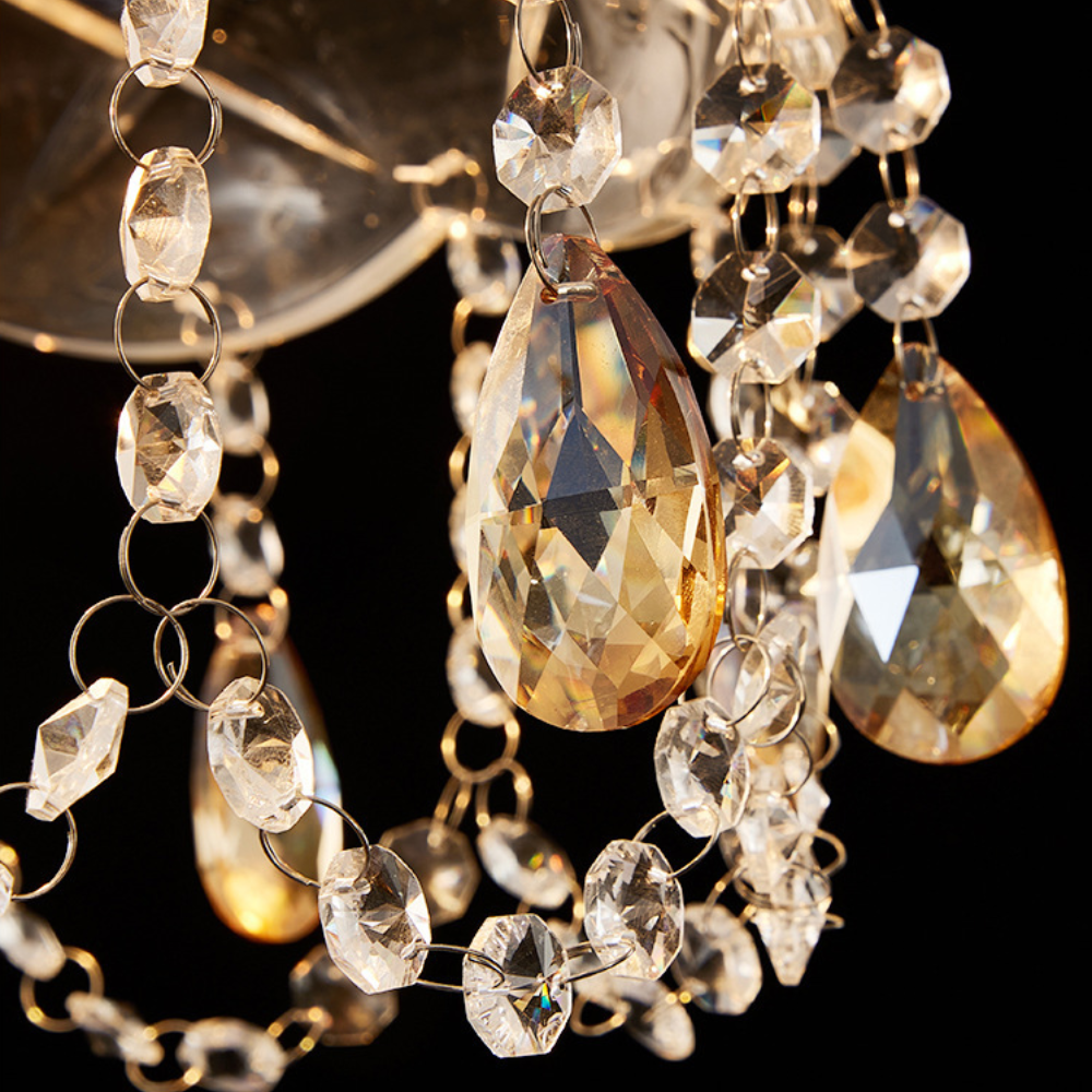 Kristy Rétro LED Cristal Rond Suspension Or Verre Chambre À Coucher - Neutralighting