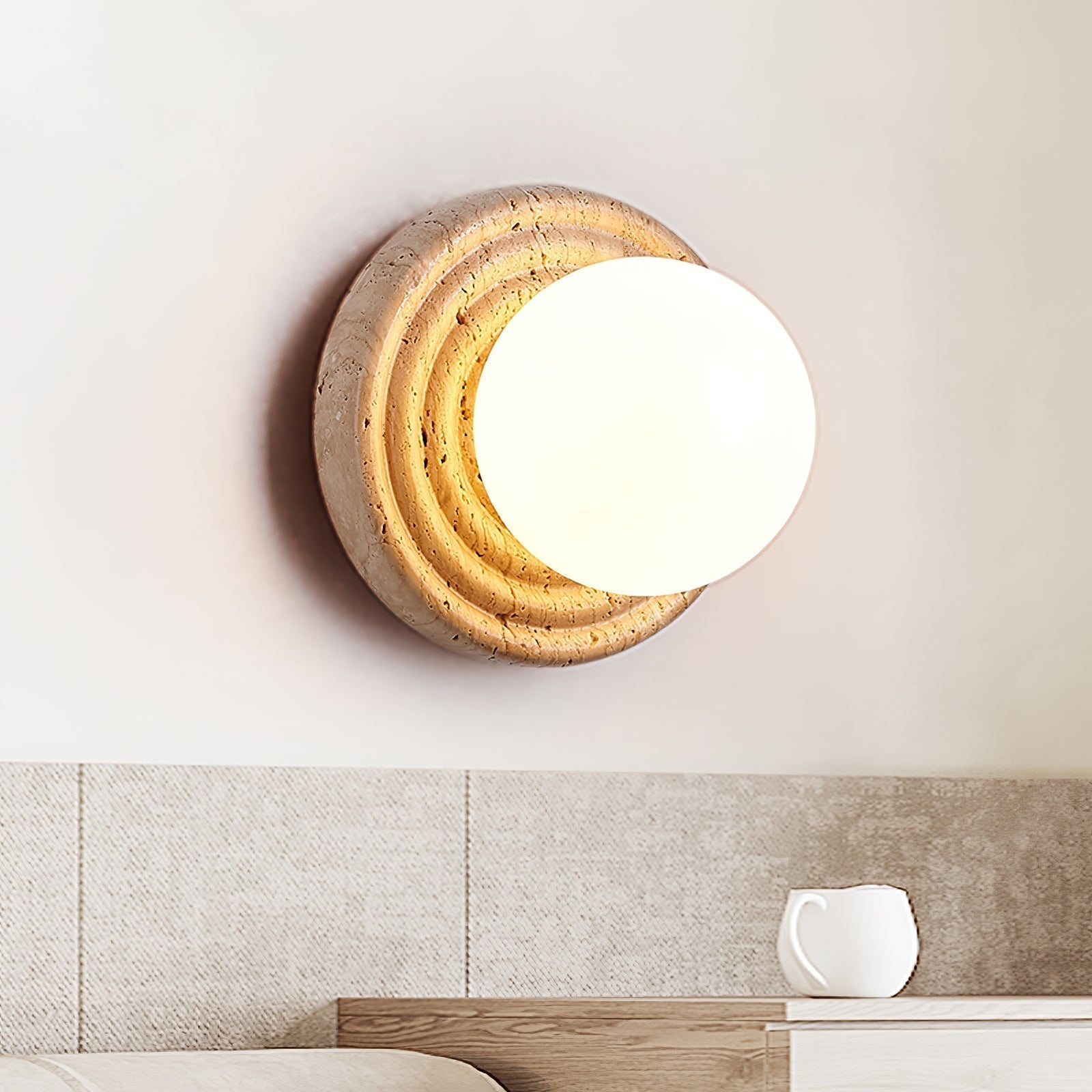 Echo Travertin Globe Applique Murale - Neutralighting