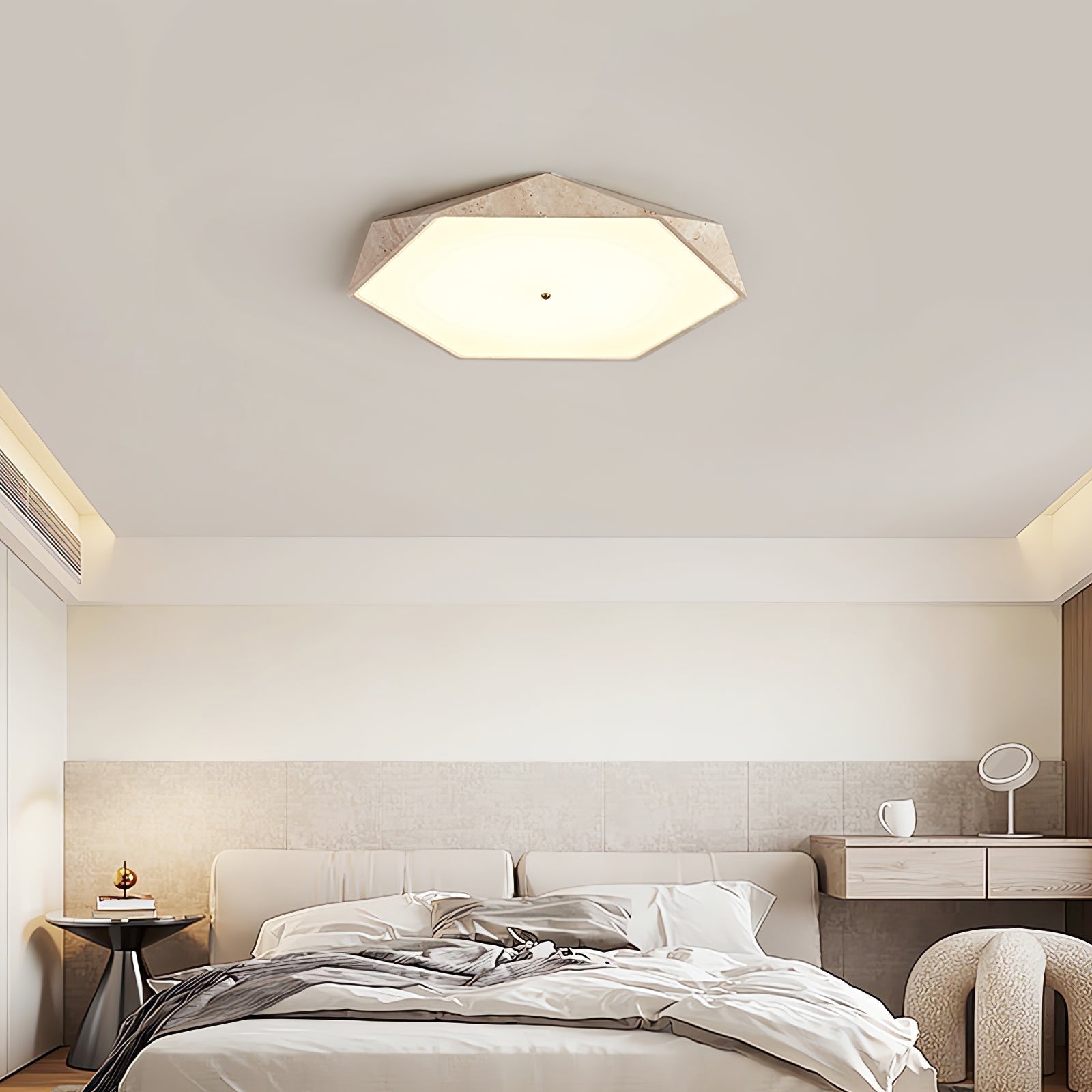 Hexagonal Lumière de Plafond Élégante en Travertin - Neutralighting