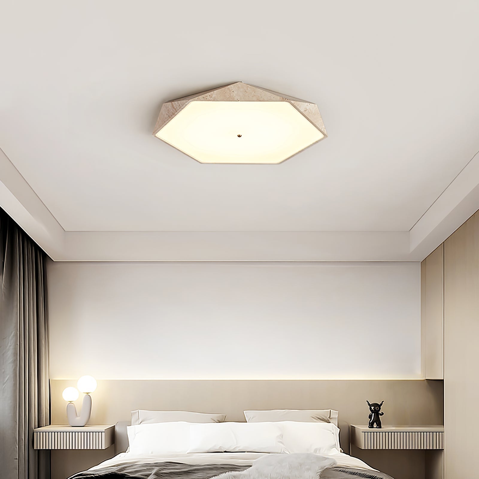 Hexagonal Lumière de Plafond Élégante en Travertin - Neutralighting