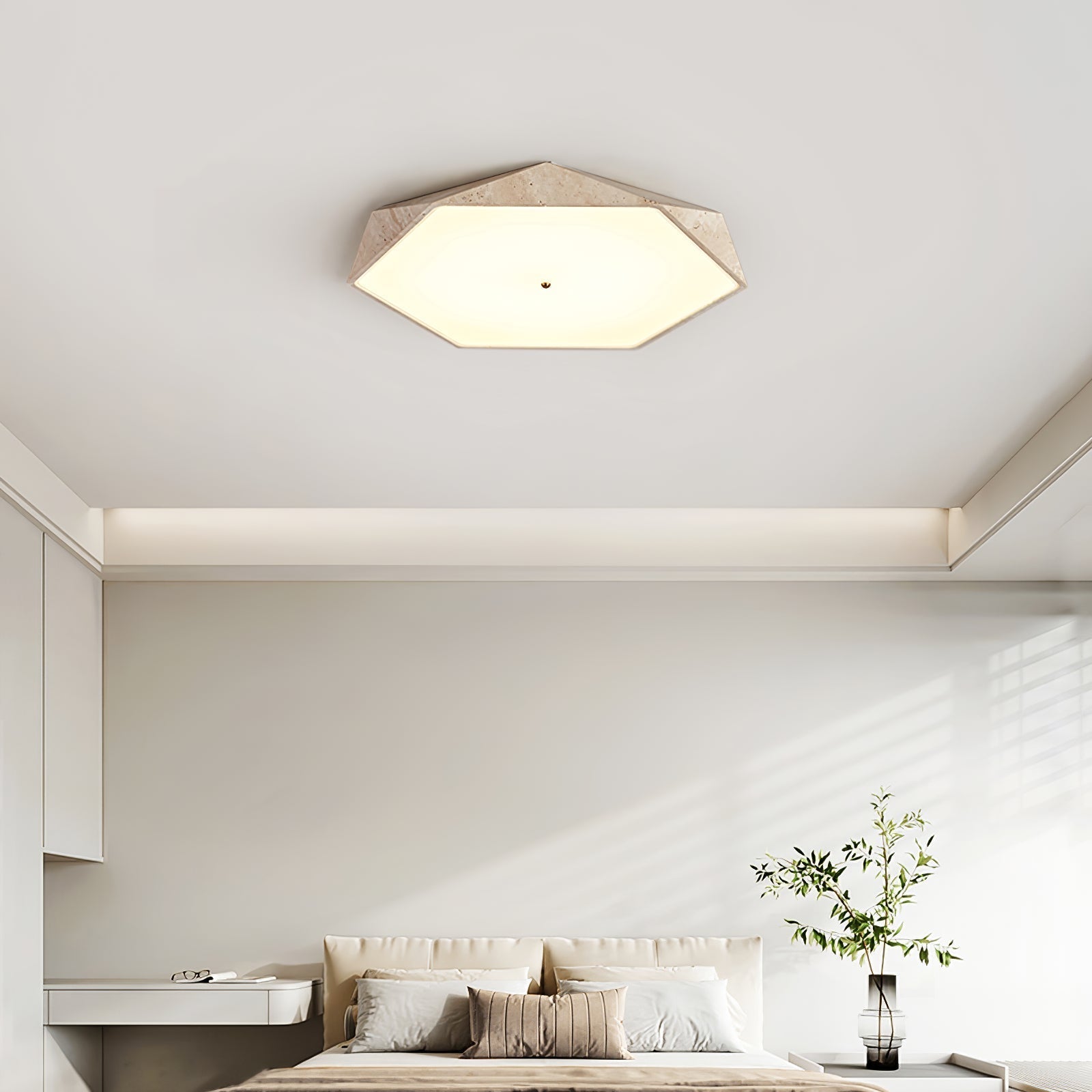 Hexagonal Lumière de Plafond Élégante en Travertin - Neutralighting