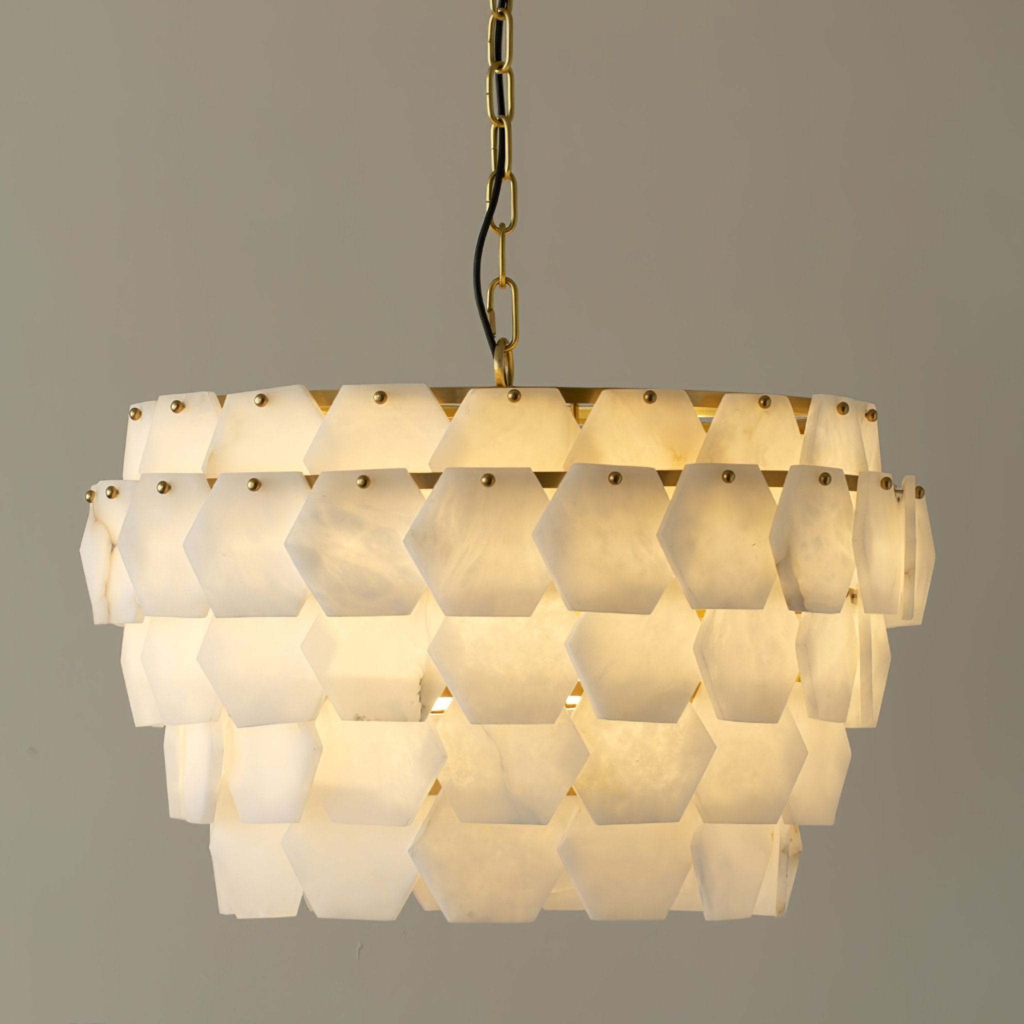 Evenaris Chandelier en Albâtre en Forme de Nid d'Abeille - Neutralighting