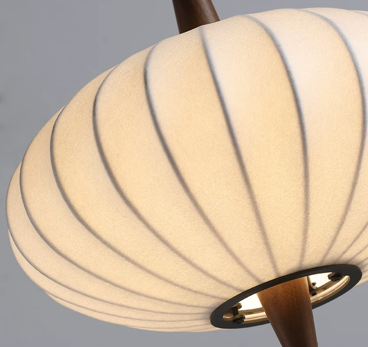 Ritta Lampadaire Rond Vintage Bois/Tissu Bois/Noyer, Salon - Neutralighting