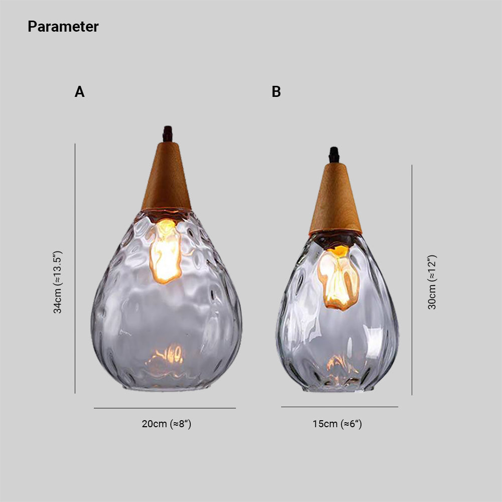 Arisha Vintage LED Suspension Ambre Verre Bois Chambre à coucher - Neutralighting