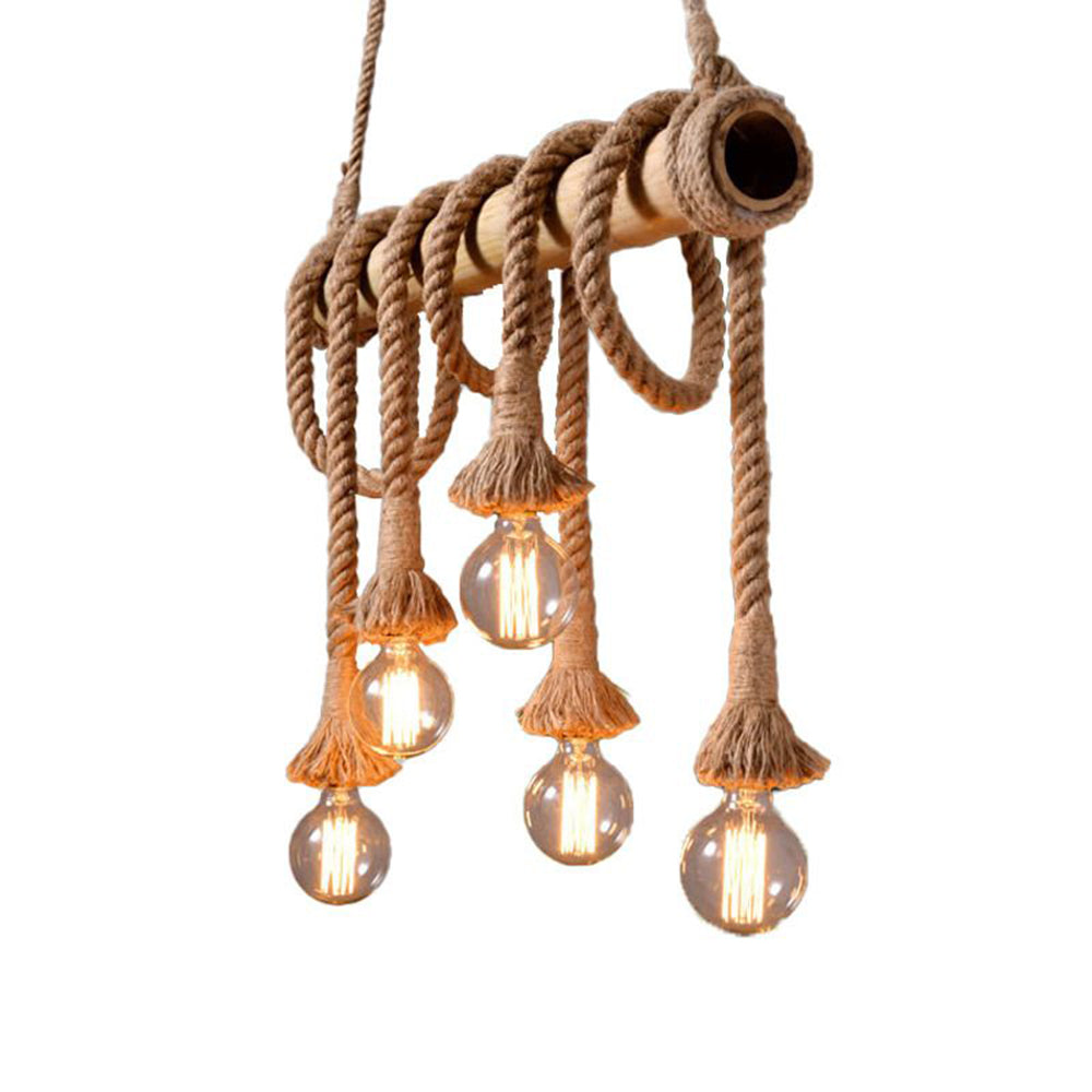 Silva Luminaires Suspensions Vintage LED Bambou/Métal Marron Salon/Chambre à Coucher - Neutralighting
