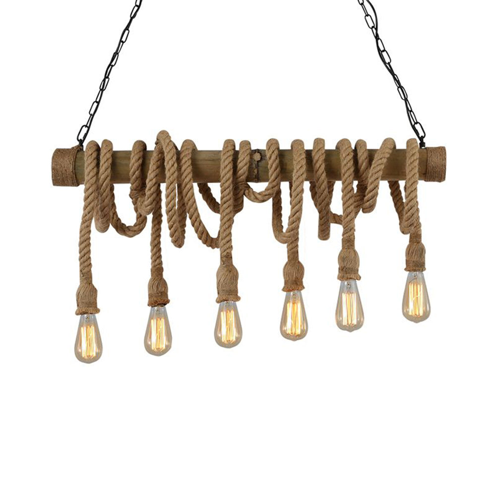 Silva Luminaires Suspensions Vintage LED Bambou/Métal Marron Salon/Chambre à Coucher - Neutralighting