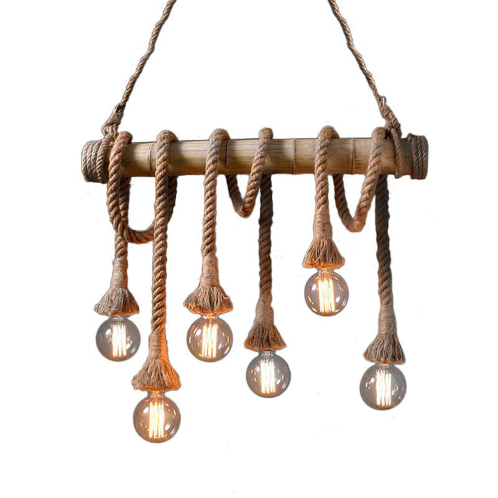 Silva Luminaires Suspensions Vintage LED Bambou/Métal Marron Salon/Chambre à Coucher - Neutralighting
