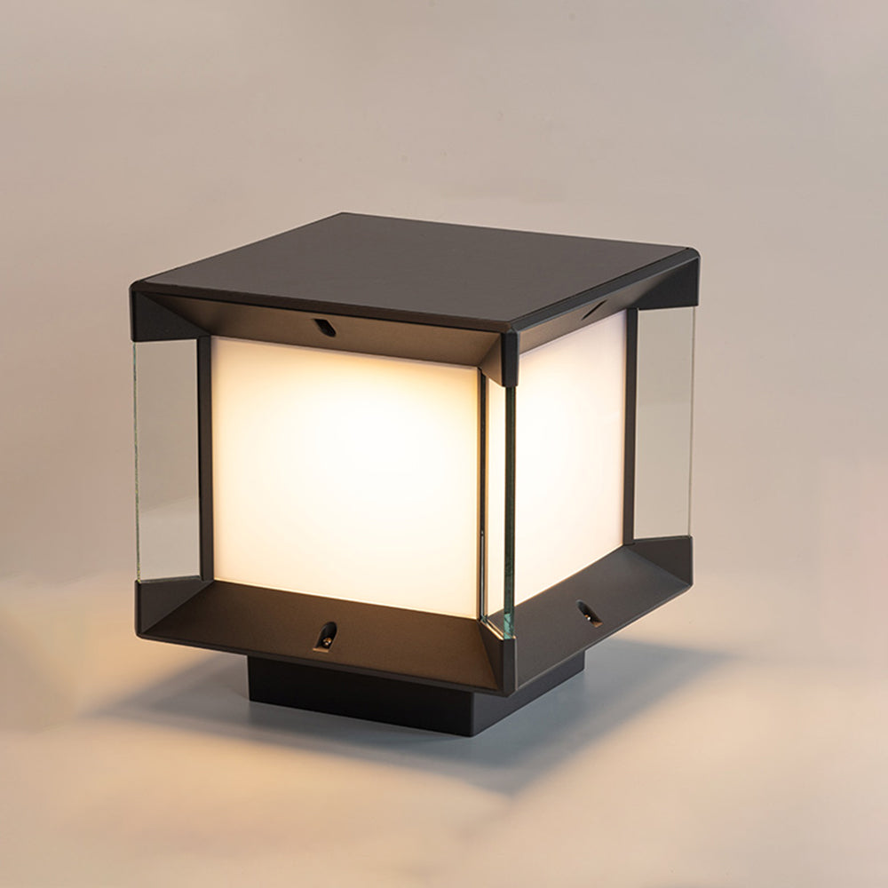 Ray Lampe de Poteau Rectangulaire Moderne, Métal/Verre, Noir/Or, Balcon