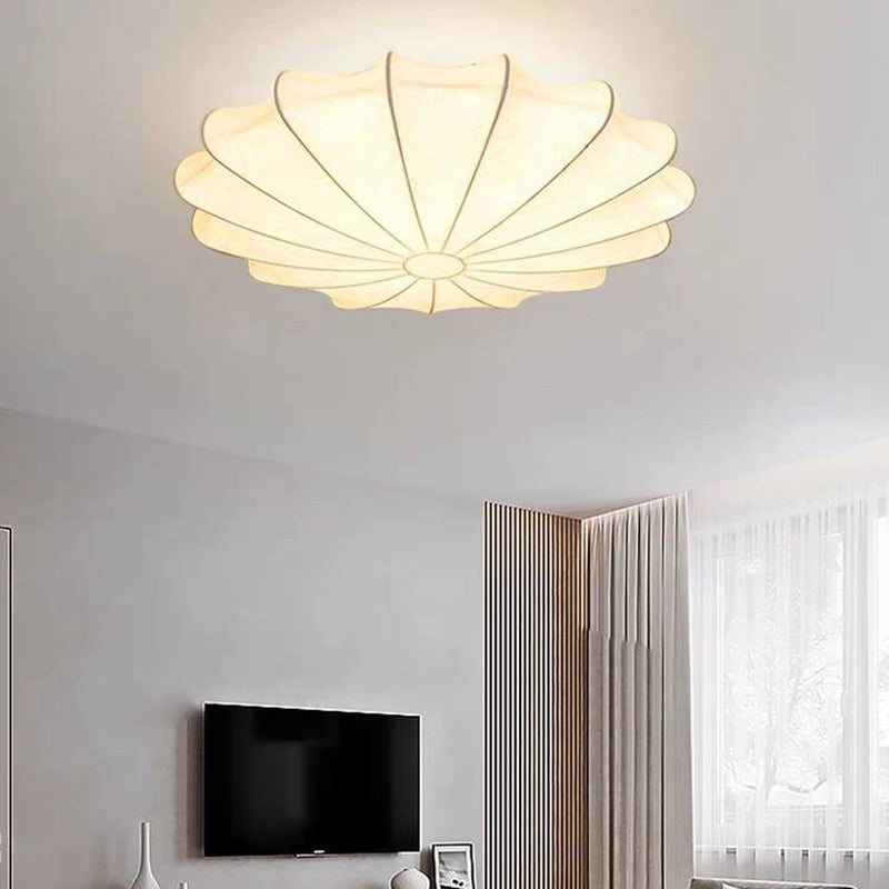 Ritta Ronde Moderne LED Plafonnier Blanc Tissu Salon Chambre à coucher - Neutralighting