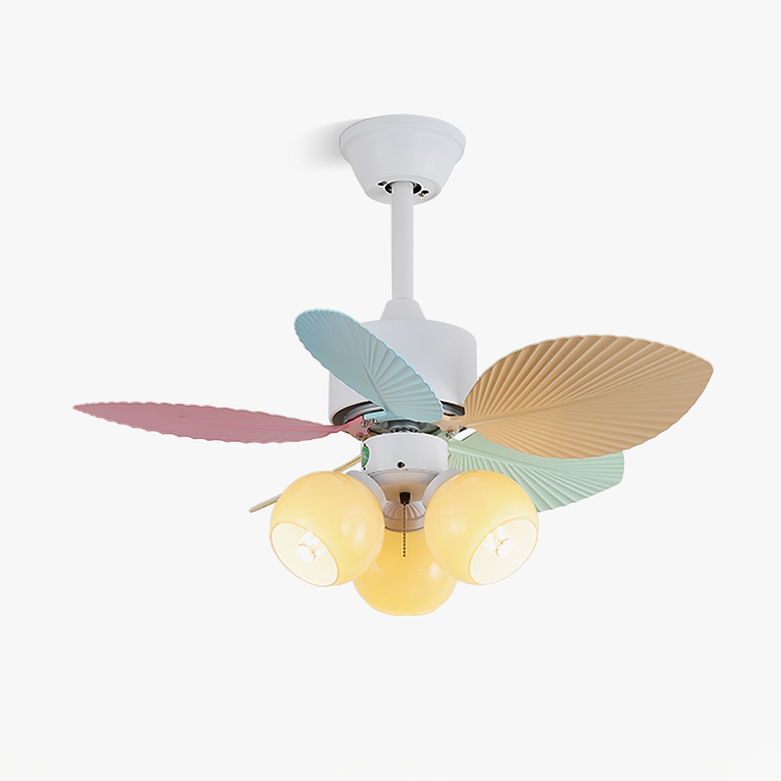 Plafonnier ventilateur Liora en verre multicolore