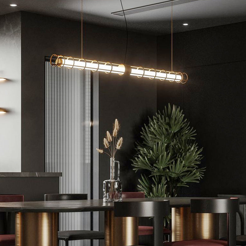 Ray Suspension Linéaire Moderne, Métal/Verre, Doré, Salon - Neutralighting