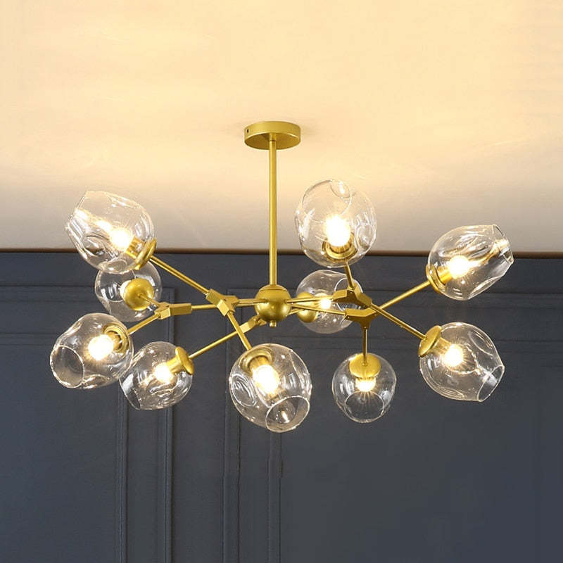 Valentina Suspension Multi Retro, Metal/Verre, Noir/Or, Chambre - Neutralighting