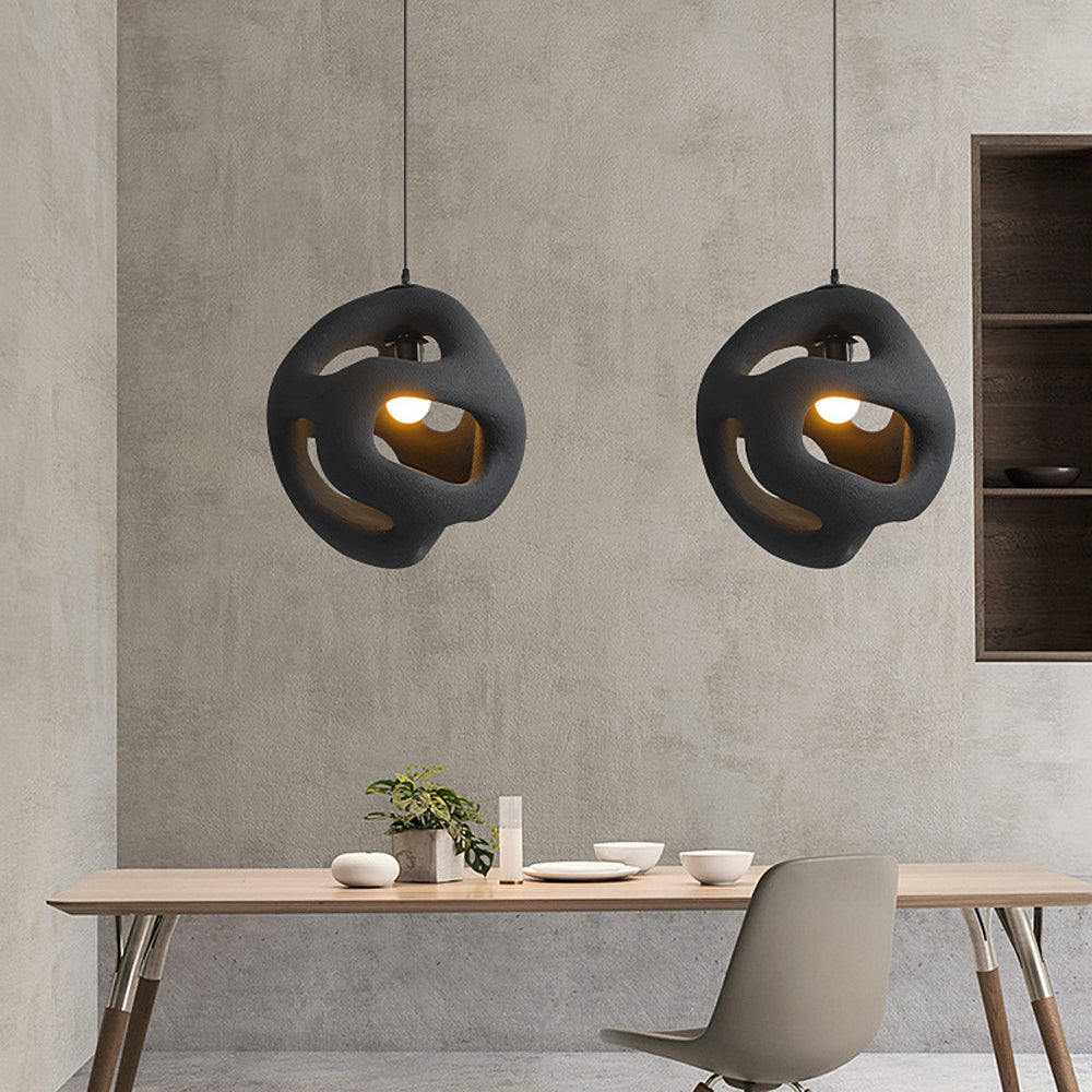 Avi Suspension Globe Moderne, Métal/Résine, Blanc/Noir, Bar/Salle de Séjour - Neutralighting