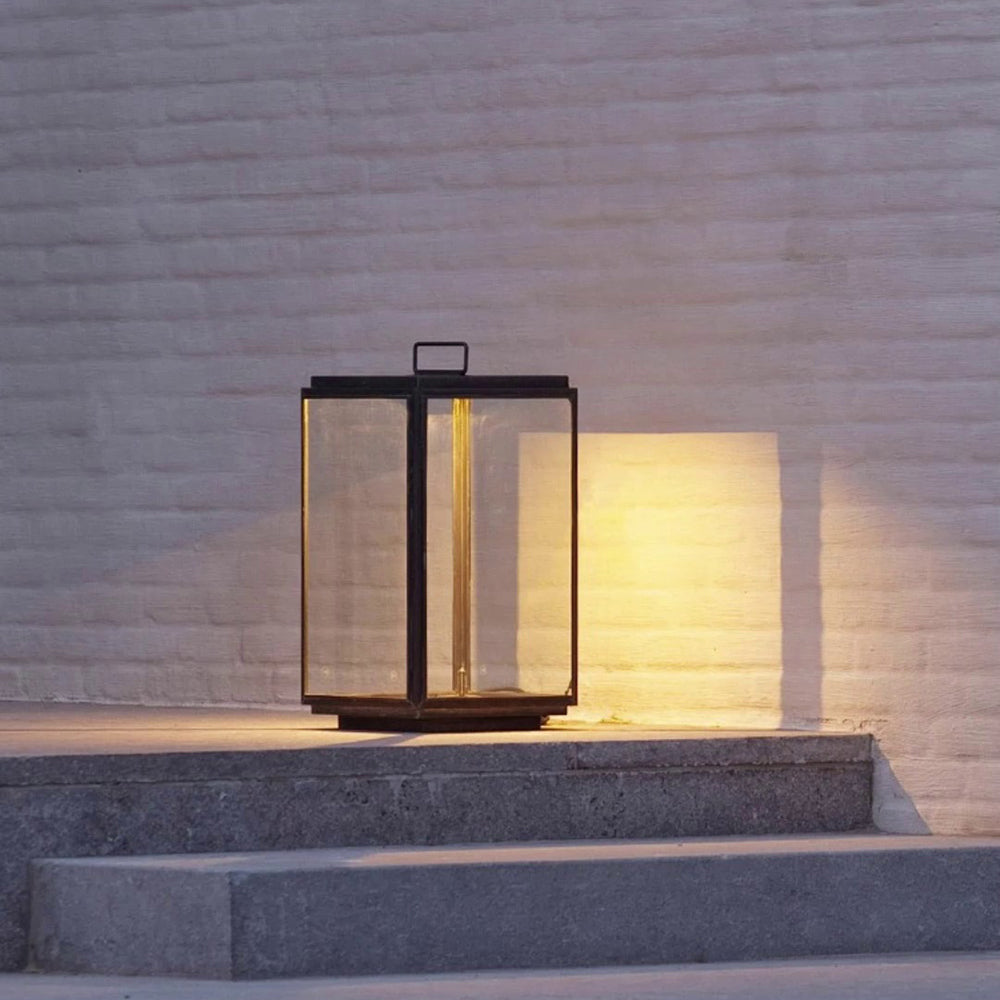 Ray Lampadaire Lanterne Minimaliste, Métal/Verre, Noir, Extérieur - Neutralighting