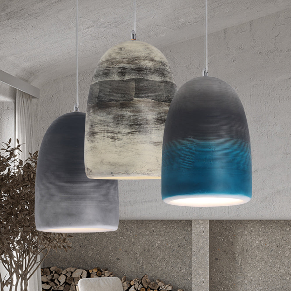Arisha Suspension Pot Naturelle, Résine/Acrylique, Bleu/Noir/Gris, Chambre - Neutralighting