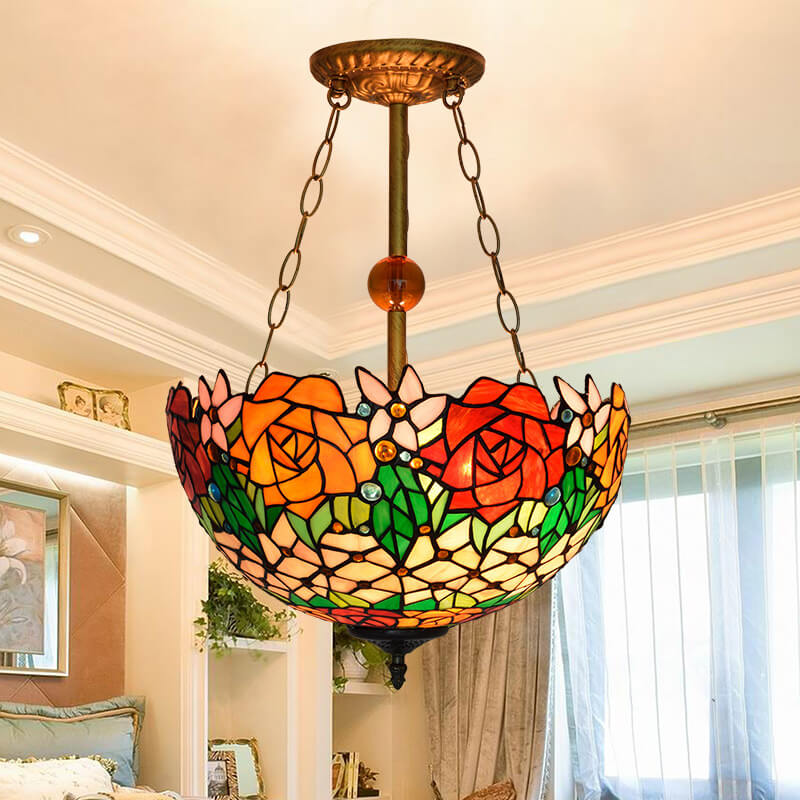 Tiffany Vintage LED Suspension Verre Chambre À Coucher - Neutralighting