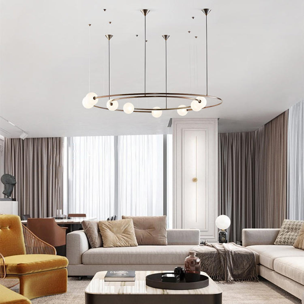 Valentina Suspension Anneau Moderne, Métal/Verre, Noir/Doré, Salon - Neutralighting