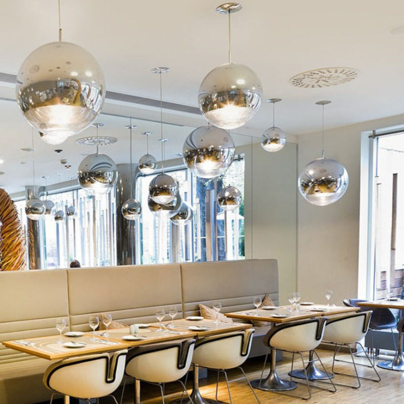 Valentina Industriel Rond Métal Verre Suspension Salon - Neutralighting