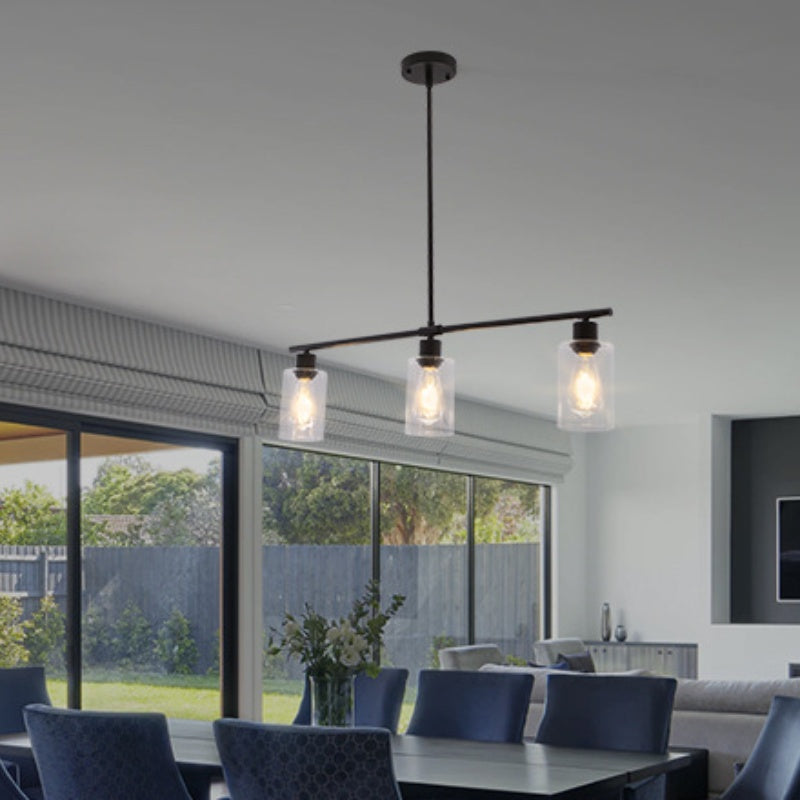 Arisha Minimaliste Industriel LED Lustre Noir Métal Cuisine Salon