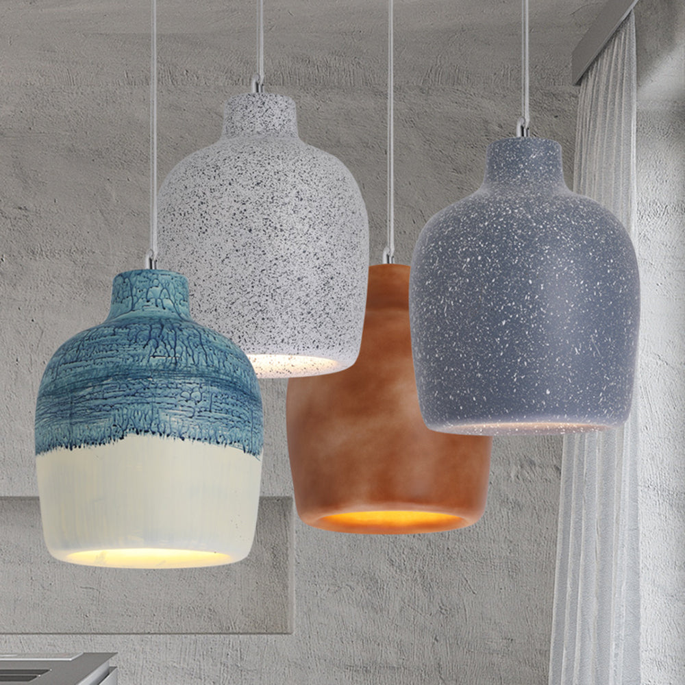 Avi Suspension Pot Retro, Résine/Acrylique, Gris/Blanc, Salon - Neutralighting