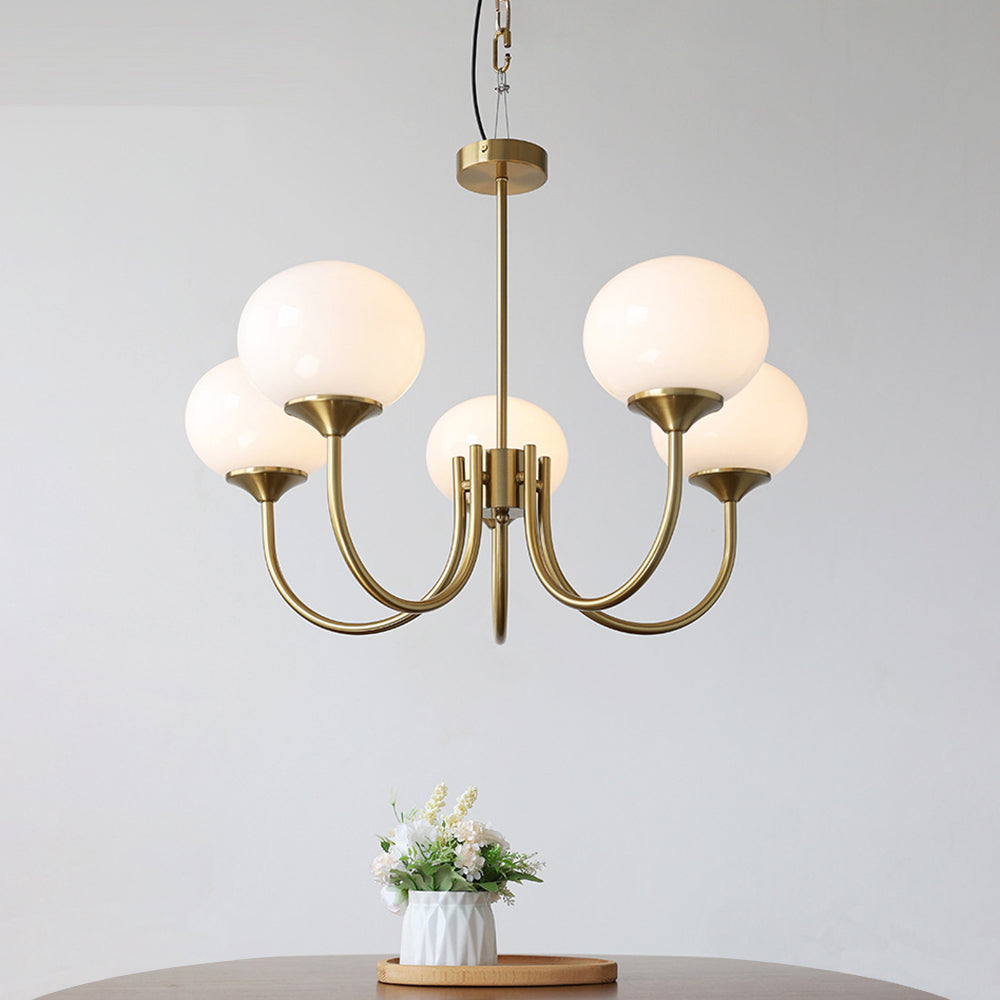 Valentina Lustre Boule Classique, Métal/Verre, Blanc/Rose/Beige, Bureau/Salon - Neutralighting
