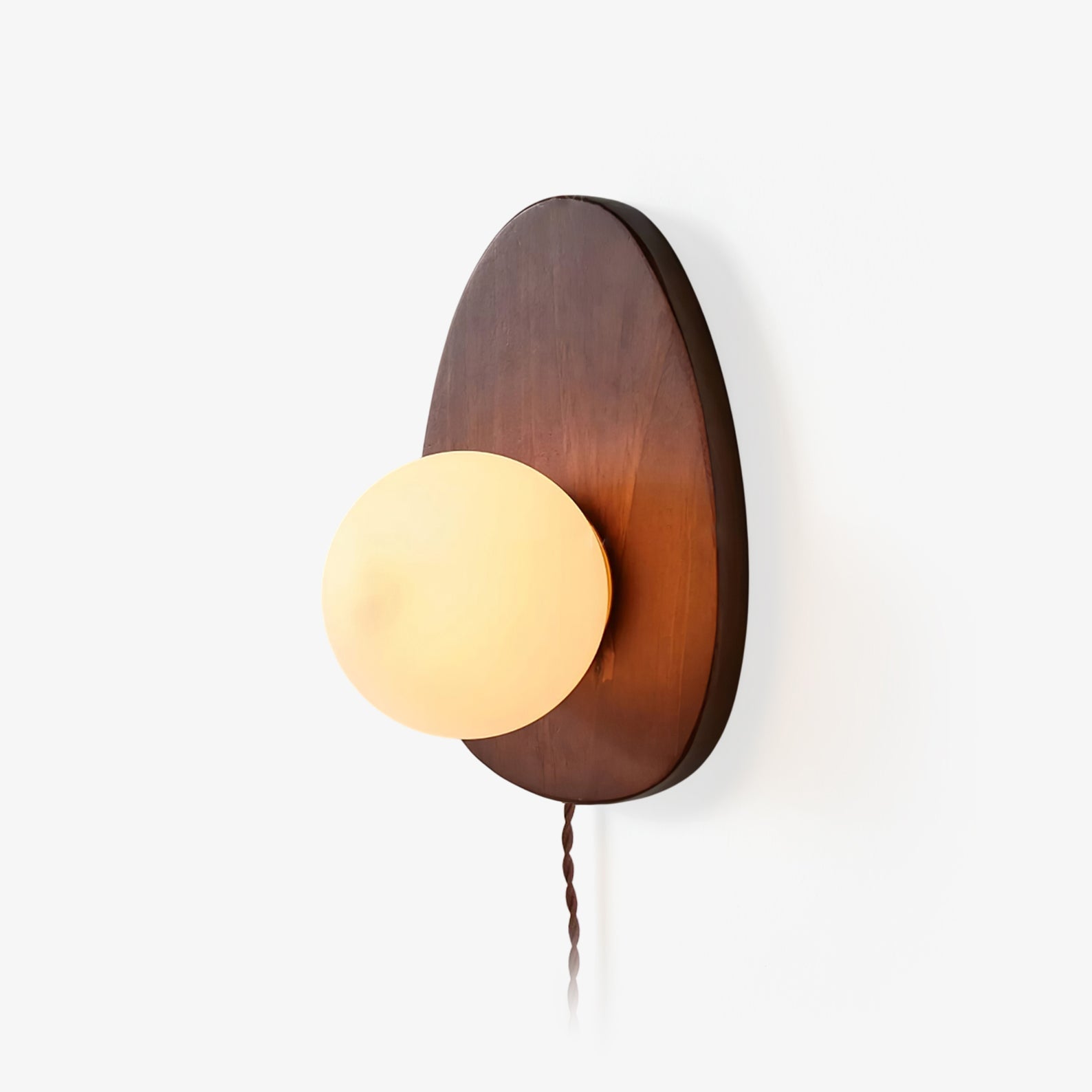 Nylaeiel Nordic Art Plug-in Walnut Glass Wood Wall Lamp - Neutralighting