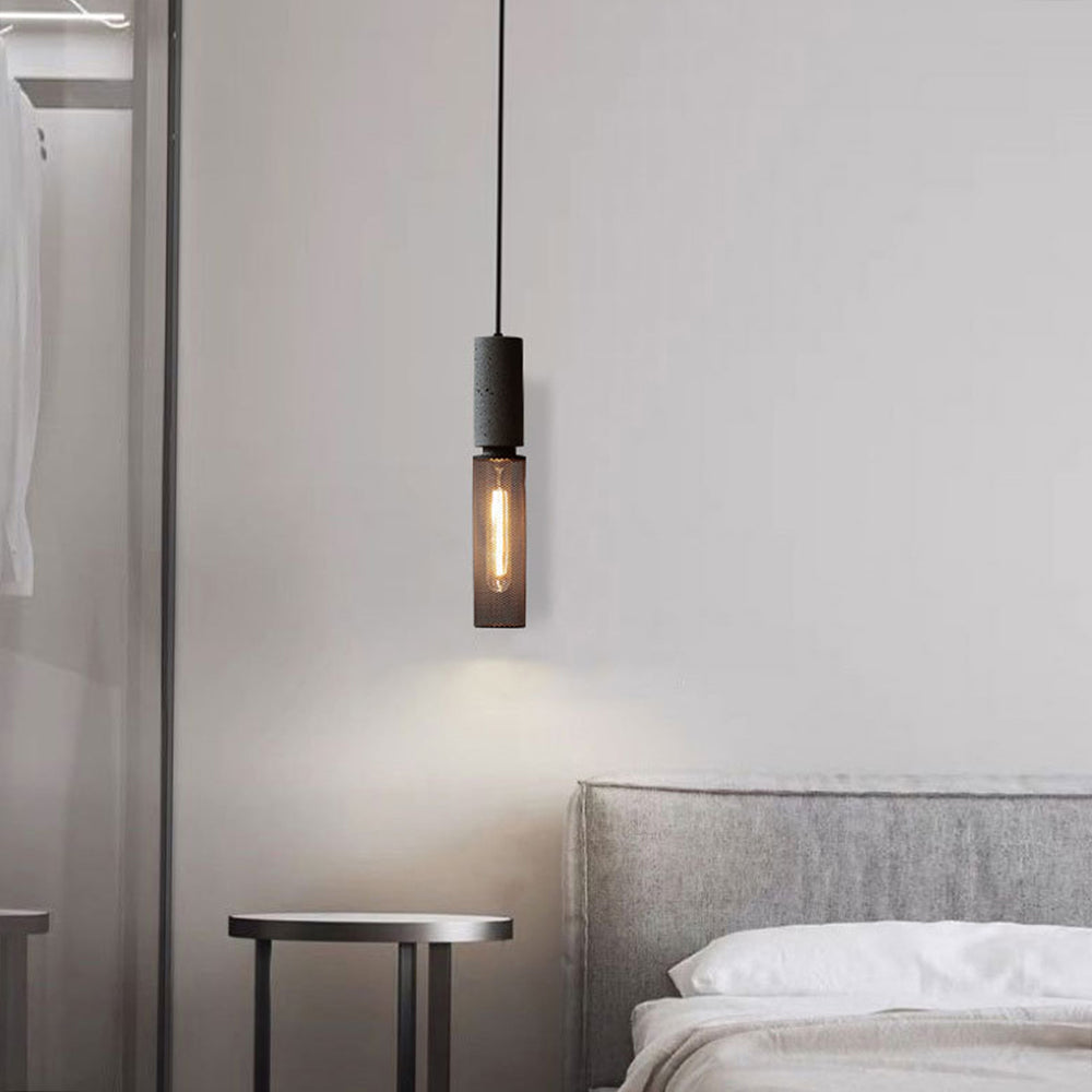 Arisha Suspension Cylindre Industriel, Métal/Ciment, Noir/Gris, Bar