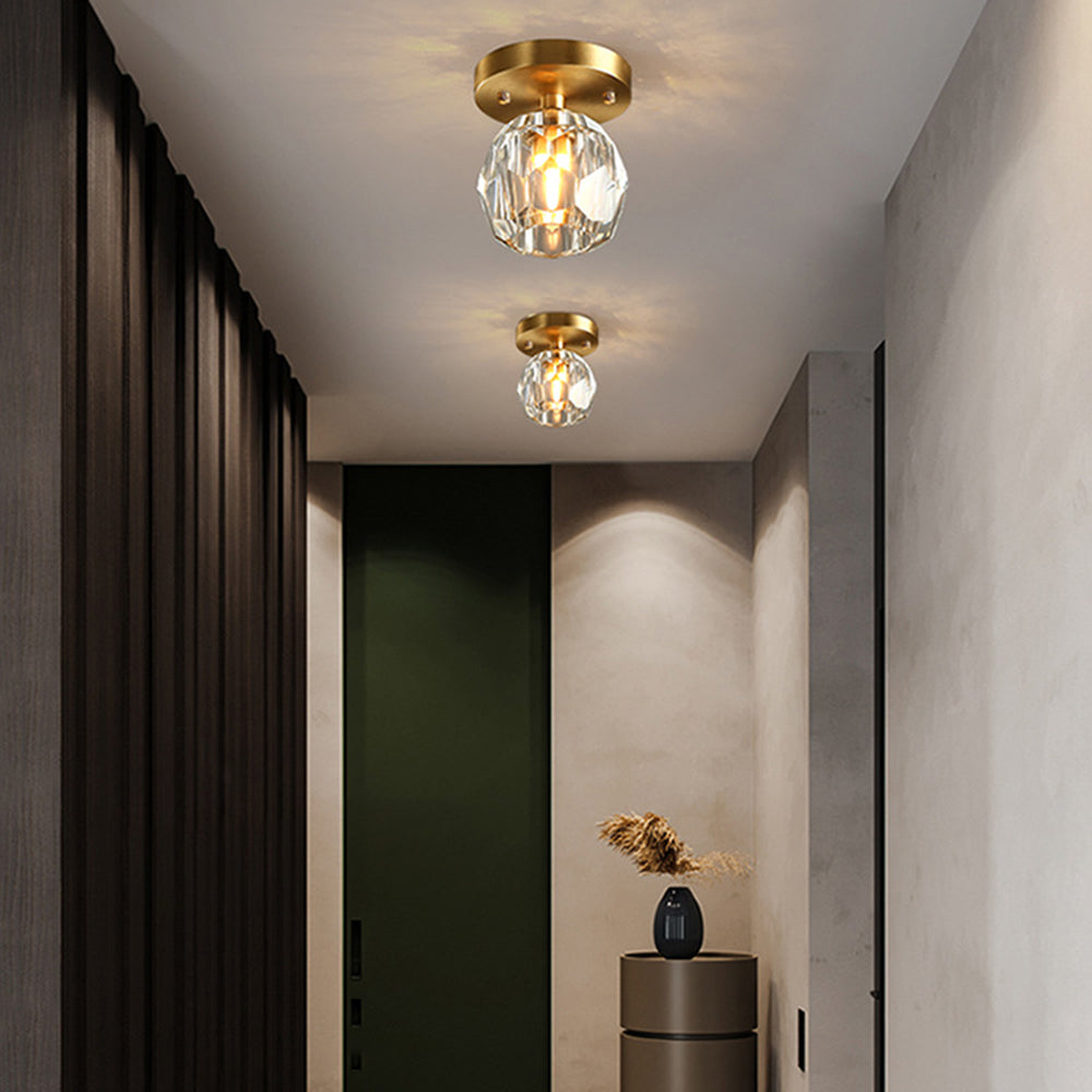 Kristy Plafonnier Diamant Cristal, Métal/Cristal, Doré, Salon - Neutralighting