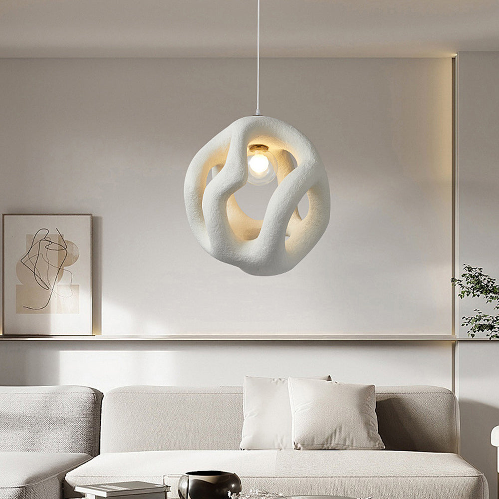 Avi Suspension Globe Moderne, Métal/Résine, Blanc/Noir, Bar/Salle de Séjour - Neutralighting