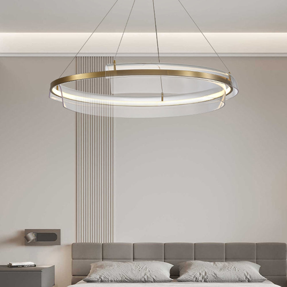 Arisha Suspension Ronde Moderne, Métal/Acrylique, Doré, Salon/Chambre à Coucher - Neutralighting