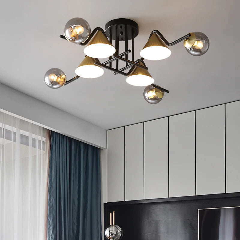 Arisha Design LED Plafonnier Métal/Verre Salon/Chambre à Coucher